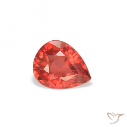 Zafiro Rojo intenso natural de 0.42 ct, En forma de pera, VS