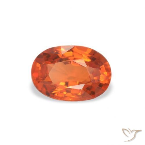 Zafiro Naranja fuego natural de 0.73 ct, Ovalada, VS