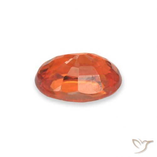 Zafiro Naranja fuego natural de 0.73 ct, Ovalada, VS