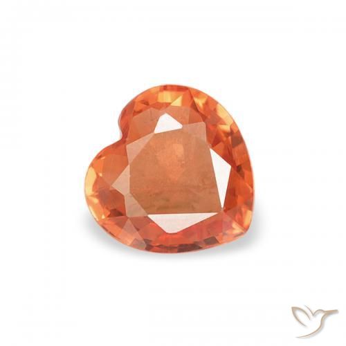 Zafiro Naranja medio natural de 0.34 ct, Corazón, VVS