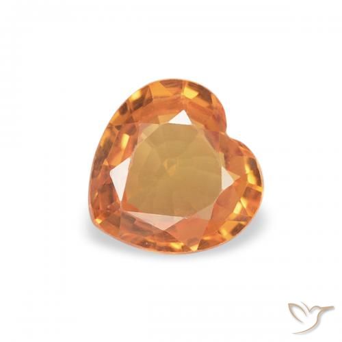 0.38ct Natural Naranja oscuro Zafiro, Corazón, VVS