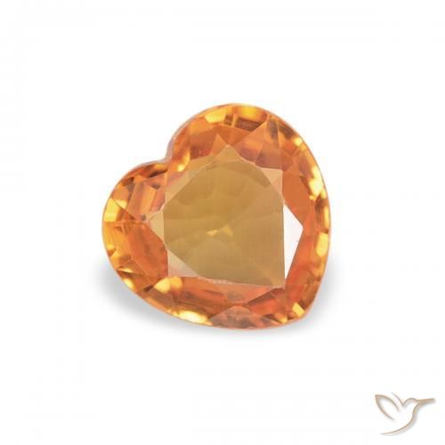 Zafiro Naranja oscuro natural de 0.38 ct, Corazón, VVS