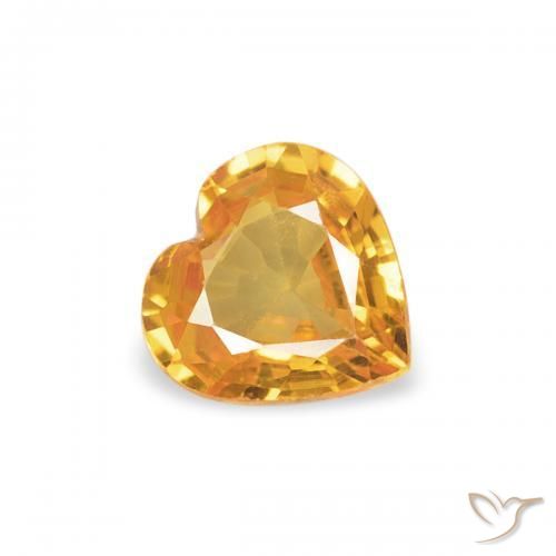 Zafiro Dorado naranja intenso natural de 0.33 ct, Corazón, VVS
