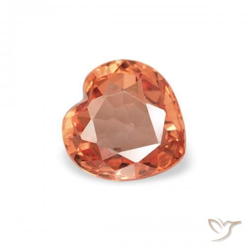 Zafiro Naranja medio natural de 0.40 ct, Corazón, VVS