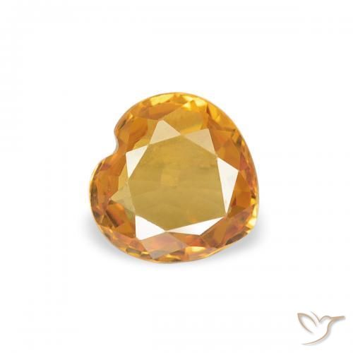 Zafiro Dorado naranja intenso natural de 0.34 ct, Corazón, VVS