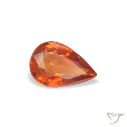 Zafiro Naranja fuego natural de 0.49 ct, En forma de pera, VVS-VS