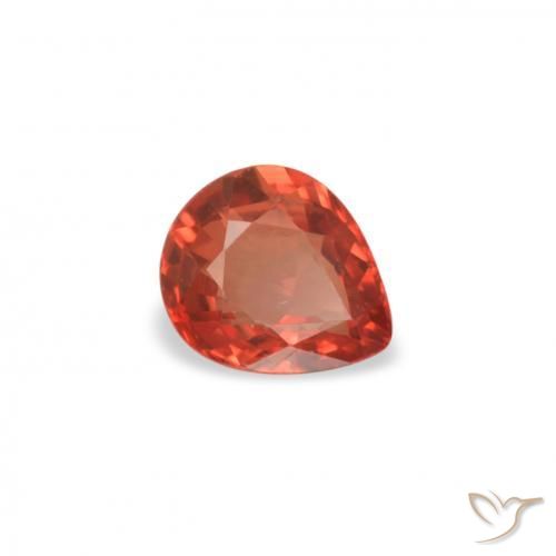 Zafiro Rojo medio natural de 0.43 ct, En forma de pera, VVS-VS