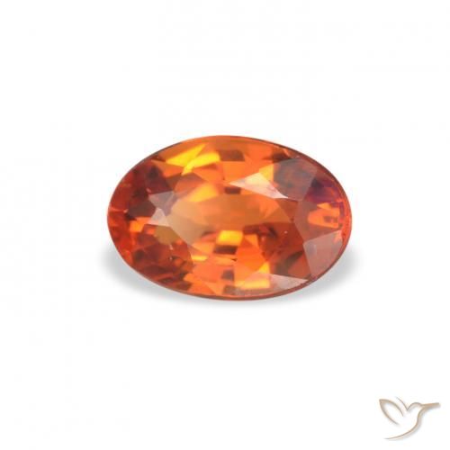 Zafiro Naranja fuego natural de 0.65 ct, Ovalada, VVS-VS