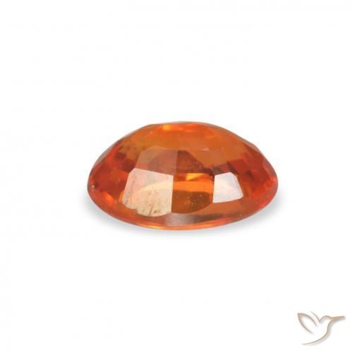 Zafiro Naranja fuego natural de 0.65 ct, Ovalada, VVS-VS