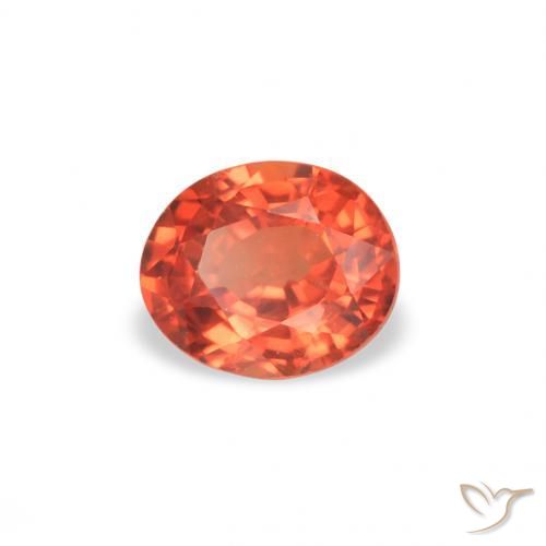 Zafiro Naranja rojizo natural de 0.38 ct, Ovalada, VVS