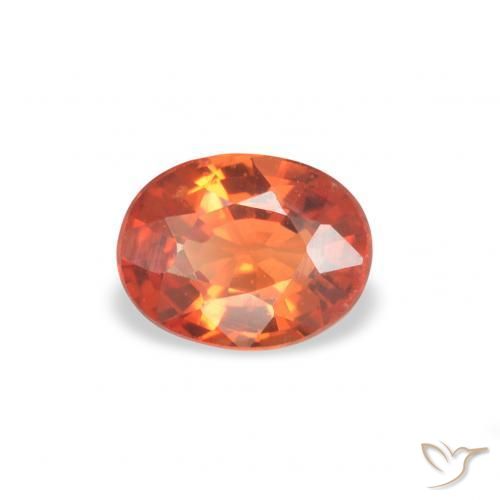Zafiro Ámbar naranja natural de 0.41 ct, Ovalada, VS
