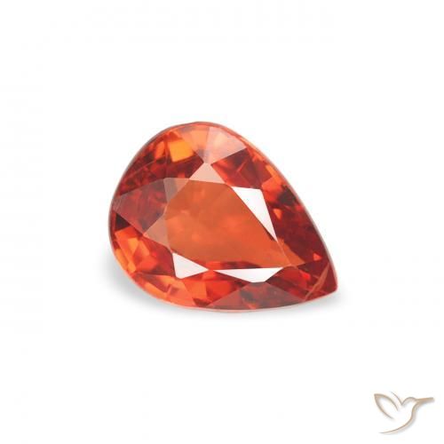 Zafiro Naranja oscuro natural de 0.51 ct, En forma de pera, VS