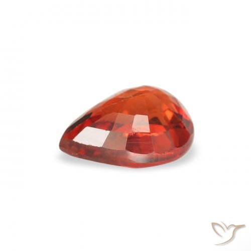 Zafiro Naranja oscuro natural de 0.51 ct, En forma de pera, VS