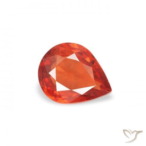 Zafiro Naranja fuego natural de 0.45 ct, En forma de pera, VS