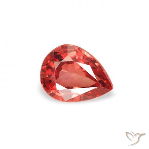 Zafiro Rojo medio natural de 0.43 ct, En forma de pera, VS