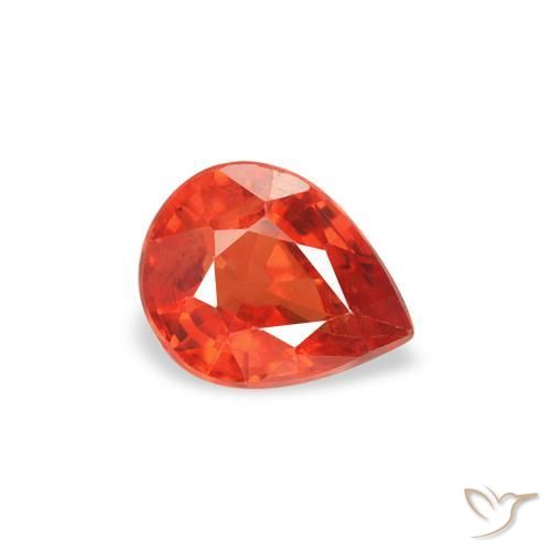 Zafiro Rojo intenso natural de 0.42 ct, En forma de pera, VS