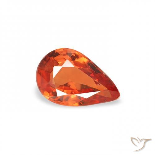 Zafiro Naranja rojizo natural de 0.44 ct, En forma de pera, VS