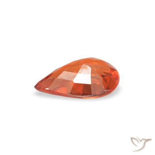 Zafiro Naranja rojizo natural de 0.44 ct, En forma de pera, VS