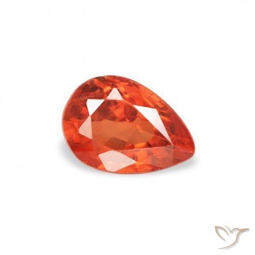 Zafiro Naranja fuego natural de 0.60 ct, En forma de pera, VS