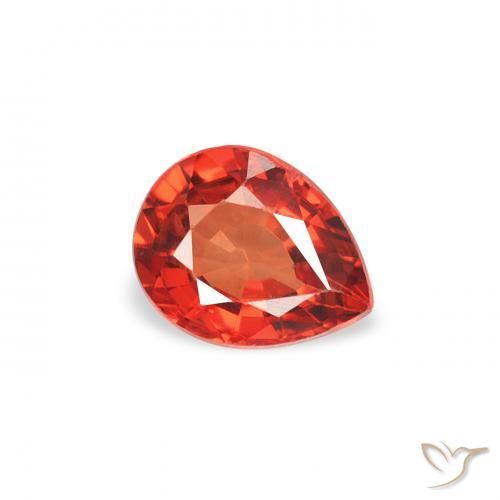 Zafiro Naranja medio natural de 0.42 ct, En forma de pera, VS
