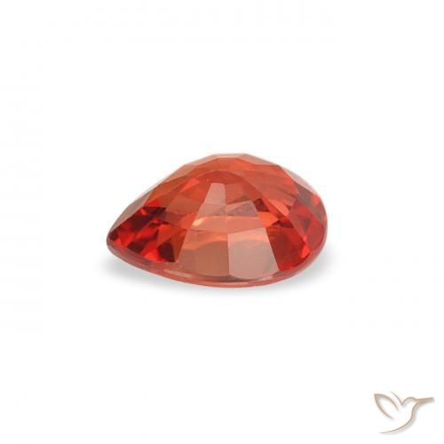 Zafiro Naranja medio natural de 0.42 ct, En forma de pera, VS