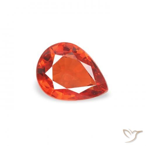 Zafiro Ámbar naranja natural de 0.44 ct, En forma de pera, VS