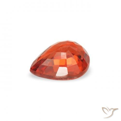 Zafiro Ámbar naranja natural de 0.44 ct, En forma de pera, VS