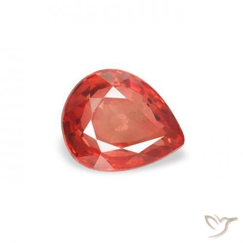 Zafiro Rojo intenso natural de 0.49 ct, En forma de pera, VS