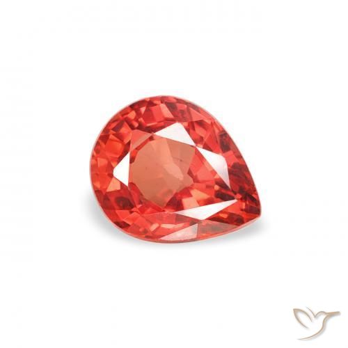 Zafiro Rojo intenso natural de 0.49 ct, En forma de pera, VS