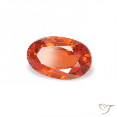 Zafiro Naranja rojizo natural de 0.76 ct, Ovalada, VS