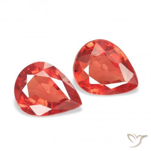 Gemas de Zafiro Rojo carmesí claro natural de 0.81 ct, En forma de pera, VVS-VS