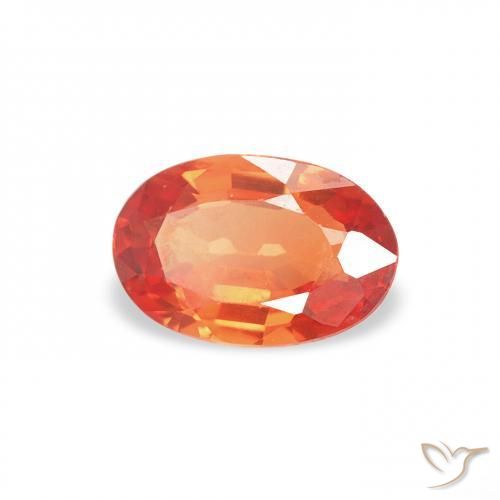 Zafiro Naranja fuego natural de 0.56 ct, Ovalada, VS