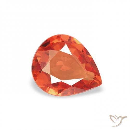 Zafiro Naranja medio natural de 0.68 ct, En forma de pera, VVS