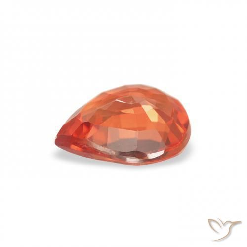 Zafiro Naranja medio natural de 0.68 ct, En forma de pera, VVS