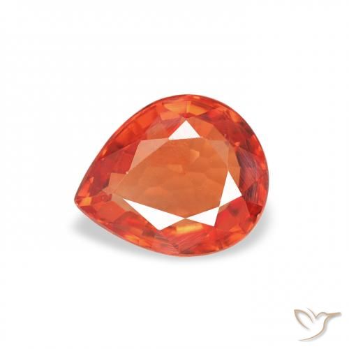0.67ct Natural Naranja rojizo Zafiro, En forma de pera, VVS