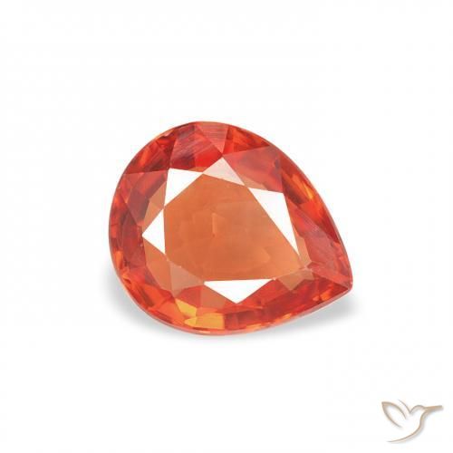 Zafiro Naranja rojizo natural de 0.67 ct, En forma de pera, VVS