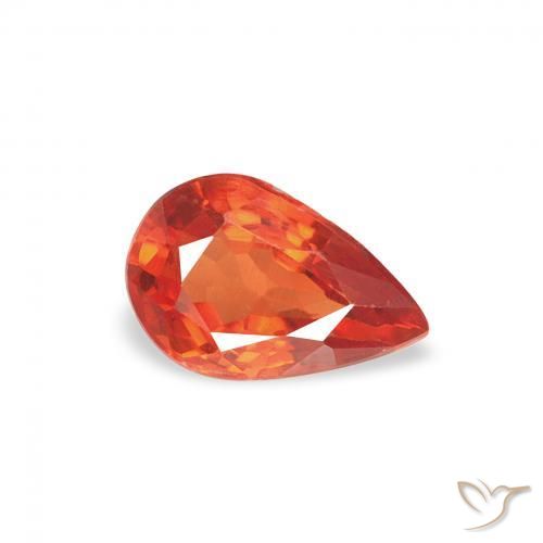 Zafiro Naranja rojizo natural de 0.50 ct, En forma de pera, VS