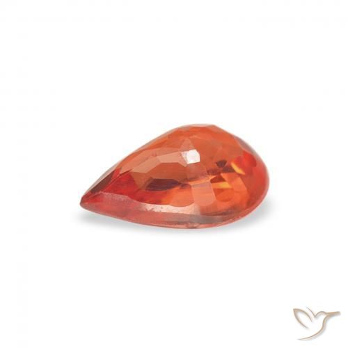 Zafiro Naranja rojizo natural de 0.50 ct, En forma de pera, VS