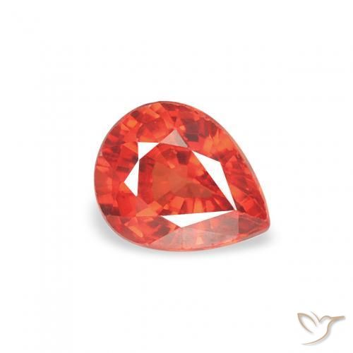 Zafiro Rojo fuego natural de 0.48 ct, En forma de pera, VS
