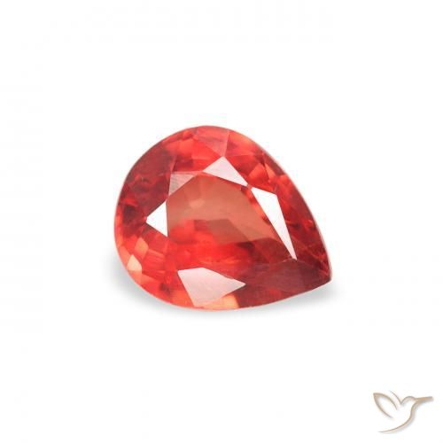 Zafiro Rojo intenso natural de 0.41 ct, En forma de pera, VS