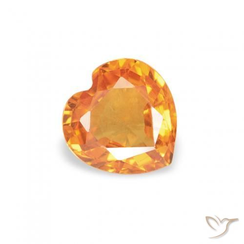 Zafiro Naranja medio natural de 0.41 ct, Corazón, VVS