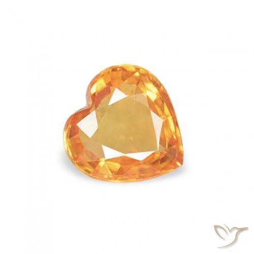 Zafiro Naranja medio natural de 0.40 ct, Corazón, VVS