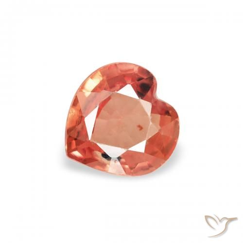 0.30ct Natural Roja Anaranjada Zafiro, Corazón, VS