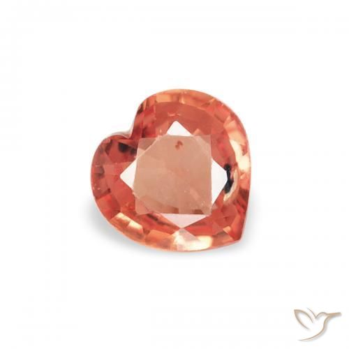 Zafiro Roja Anaranjada natural de 0.30 ct, Corazón, VS
