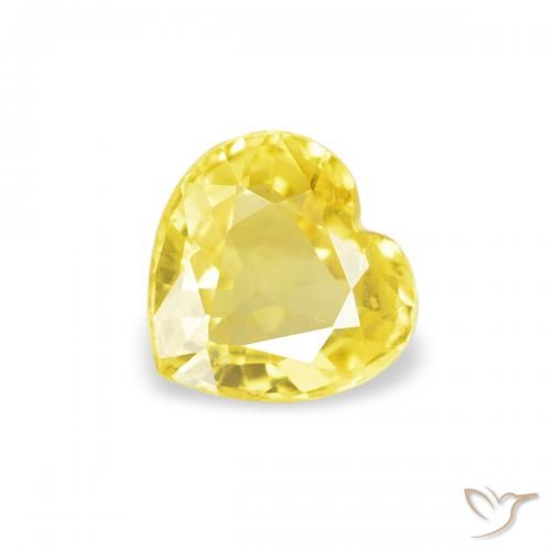 Zafiro Medium Light-Yellow natural de 0.39 ct, Corazón, VS