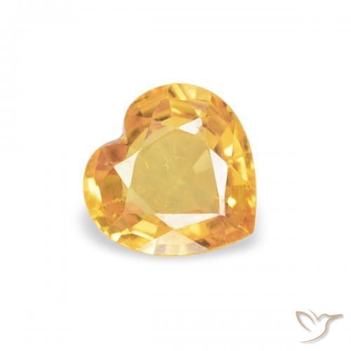 Zafiro Dorado naranja natural de 0.42 ct, Corazón, VS