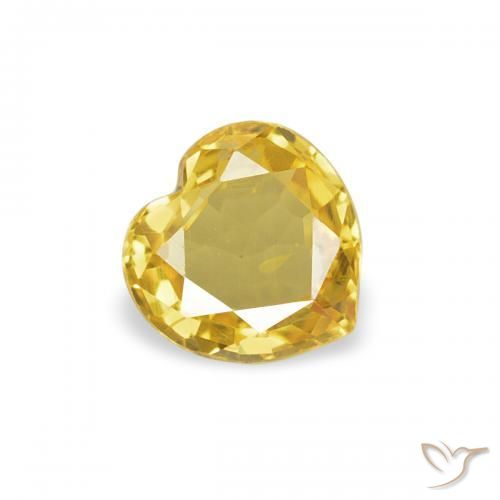 Zafiro Amarillo miel natural de 0.36 ct, Corazón, VVS-VS