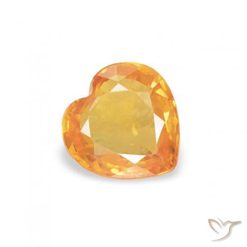 Zafiro Naranja medio natural de 0.39 ct, Corazón, VS