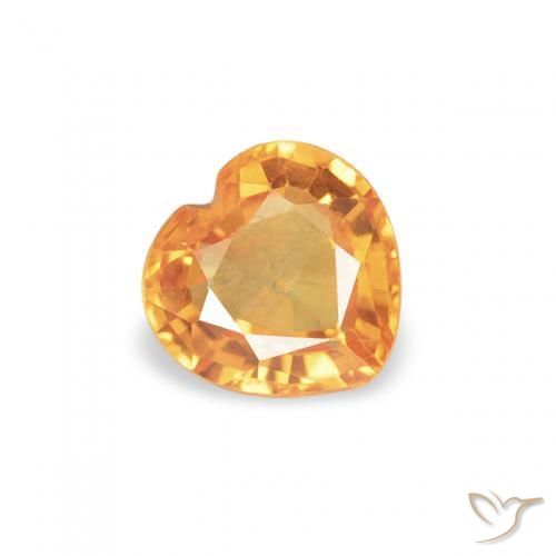Zafiro Dorado naranja natural de 0.42 ct, Corazón, VS