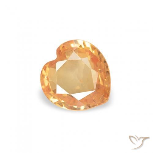 Zafiro Naranja miel natural de 0.36 ct, Corazón, VS